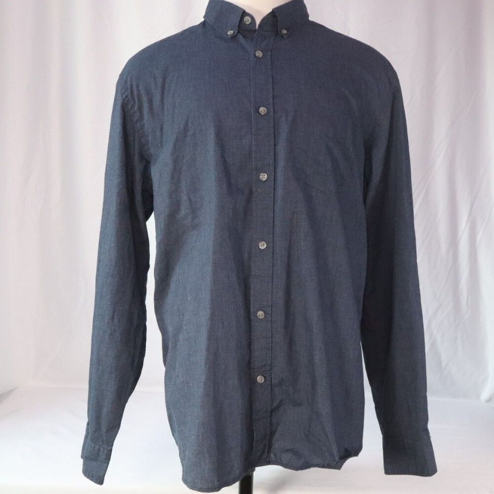 Old Navy Slim Fit Button Down Long Sleeve  Dark Blue Shirt XL
